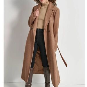 DKNY Small Tan Long wool coat